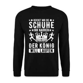 Reichet mir die Schuhe ihr Narren Laufen Joggen - Unisex Pullover - Schwarz - Vorne - Alina (178cm) & Michal (187cm)