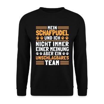 Mein Schafpudel und Ich Hütehund Hütepudel - Unisex Pullover - Schwarz - Vorne - Alina (178cm) & Michal (187cm)