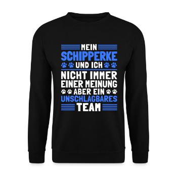 Mein Schipperke und Ich belgischer Schäferhund - Unisex Pullover - Schwarz - Vorne - Alina (178cm) & Michal (187cm)