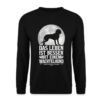 Leben mit Deutscher Wachtelhund Jagdhund - Unisex Pullover - Schwarz - Vorne - Alina (178cm) & Michal (187cm)