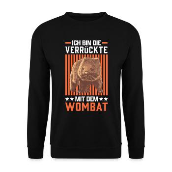 Verrückte mit Wombat Beuteltier Australien Reise - Unisex Pullover - Schwarz - Vorne - Alina (178cm) & Michal (187cm)