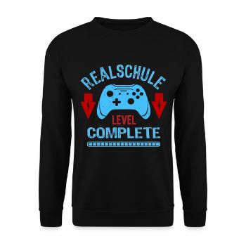 Realschule Schulabschluss Level Complete Geschenk - Unisex Pullover - Schwarz - Vorne - Alina (178cm) & Michal (187cm)