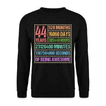 44 Years Forty-Four Birthday Gift - Unisex Sweatshirt - black - Front - Alina (178cm) & Michal (187cm)
