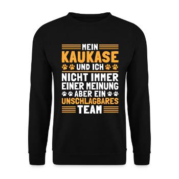Mein Kaukasischer Owtscharka und Ich Kaukase - Unisex Pullover - Schwarz - Vorne - Alina (178cm) & Michal (187cm)