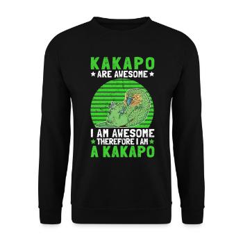 Ich bin ein Kakapo Vogel Neuseeland Papagei - Unisex Pullover - Schwarz - Vorne - Alina (178cm) & Michal (187cm)