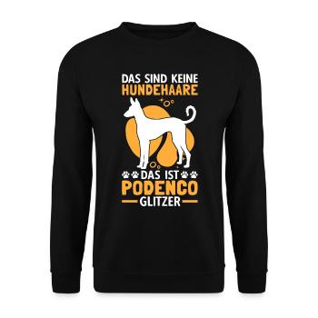 Podenco Glitzer spanischer Windhund Geschenk - Unisex Pullover - Schwarz - Vorne - Alina (178cm) & Michal (187cm)