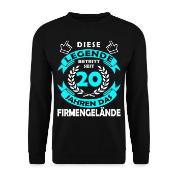 Legende betritt 20 Jahren Gelände - Firmenjubiläum - Unisex Pullover - Schwarz - Vorne - Alina (178cm) & Michal (187cm)