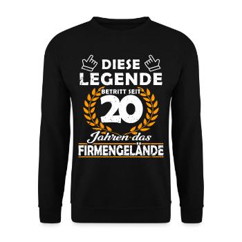 Legende betritt 20 Jahren Gelände - Firmenjubiläum - Unisex Pullover - Schwarz - Vorne - Alina (178cm) & Michal (187cm)