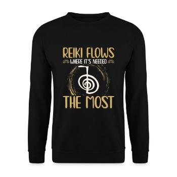 Reiki Symbol | Reiki-Meister Reiki Steine Geschenk - Unisex Pullover - Schwarz - Vorne - Alina (178cm) & Michal (187cm)