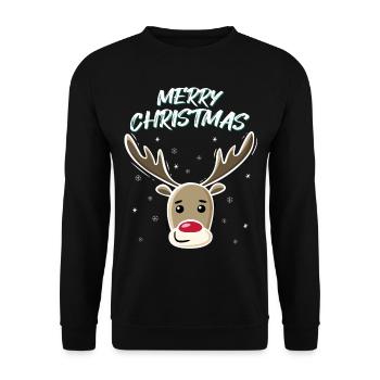 Weihnachtshirsch Rentier Weihnachten Geschenkidee - Unisex Pullover - Schwarz - Vorne - Alina (178cm) & Michal (187cm)