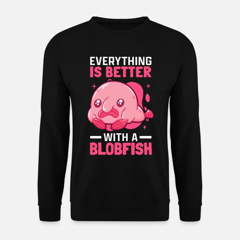 Besser mit Blobfisch Meme hässlicher Blobfisch - Unisex Pullover - Schwarz