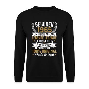 Geboren 1965 - Unisex Pullover - Schwarz - Vorne - Alina (178cm) & Michal (187cm)