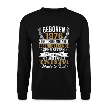 geboren 1976 - Unisex Pullover - Schwarz - Vorne - Alina (178cm) & Michal (187cm)