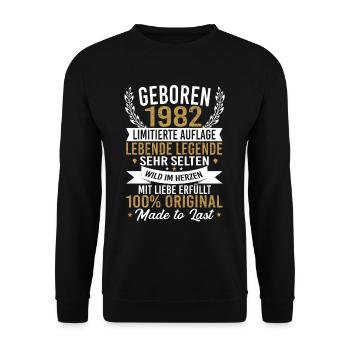 Geboren 1982 - Unisex Pullover - Schwarz - Vorne - Alina (178cm) & Michal (187cm)