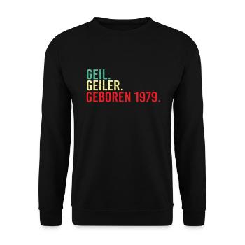 geboren 1979 - Unisex Pullover - Schwarz - Vorne - Alina (178cm) & Michal (187cm)