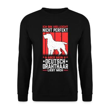 Mein Deutsch Drahthaar liebt mich Vorstehhund - Unisex Pullover - Schwarz - Vorne - Alina (178cm) & Michal (187cm)