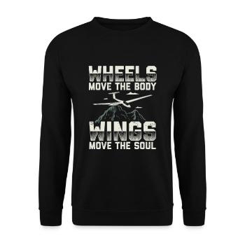 Les ailes déplacent l’âme - Idée cadeau de vol à voile - Sweat-shirt Unisexe - noir - Devant - Alina (178cm) & Michal (187cm)