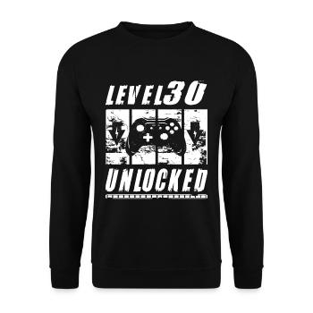 30 Years Birthday Retro Level 30 Unlocked - Unisex Sweatshirt - black - Front - Alina (178cm) & Michal (187cm)
