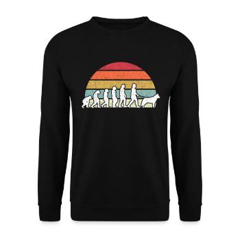 Tamaskan Evolution Vintage Wolf-Hund Tamaskan - Unisex Pullover - Schwarz - Vorne - Alina (178cm) & Michal (187cm)