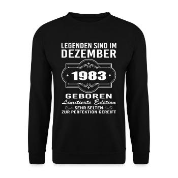 Legenden sind im Dezember 1983 geboren - Unisex Pullover - Schwarz - Vorne - Alina (178cm) & Michal (187cm)