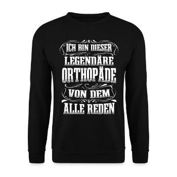 Orthopäde Legende Orthopädie - Unisex Pullover - Schwarz - Vorne - Alina (178cm) & Michal (187cm)