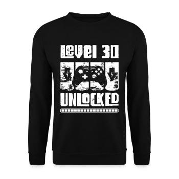 30. Geburtstag Mann Level 30 Jahre Geschenk - Unisex Pullover - Schwarz - Vorne - Alina (178cm) & Michal (187cm)