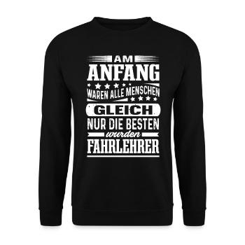 Bester Fahrlehrer Führerschein Fahrschule - Unisex Pullover - Schwarz - Vorne - Alina (178cm) & Michal (187cm)