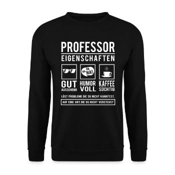 Professor Eigenschaften Dozent Lustig Professoren - Unisex Pullover - Schwarz - Vorne - Alina (178cm) & Michal (187cm)