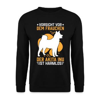Akita Inu Frauchen japanischer Hund Besitzerin - Unisex Pullover - Schwarz - Vorne - Alina (178cm) & Michal (187cm)