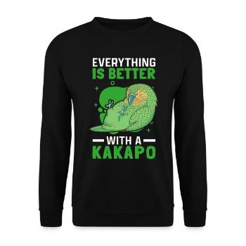 Besser mit Kakapo Neuseeland flugunfähiger Kakapo - Unisex Pullover - Schwarz - Vorne - Alina (178cm) & Michal (187cm)