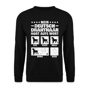 Deutsch Drahthaar Hundetricks Vorstehhund - Unisex Pullover - Schwarz - Vorne - Alina (178cm) & Michal (187cm)
