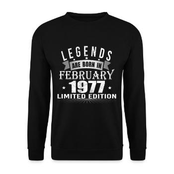 Legends are born in February 1977 - Unisex Sweatshirt - black - Front - Alina (178cm) & Michal (187cm)