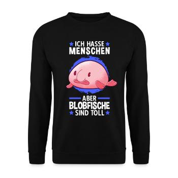 Blobfische sind toll Meme hässlicher Blobfisch - Unisex Pullover - Schwarz - Vorne - Alina (178cm) & Michal (187cm)
