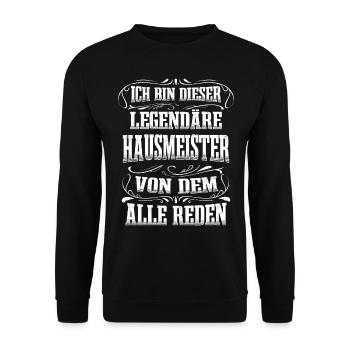 Hausmeister Legende Facility Manager Hauswart - Unisex Pullover - Schwarz - Vorne - Alina (178cm) & Michal (187cm)