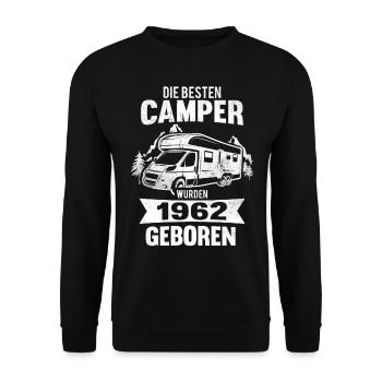 60. Geburtstag Camper 1962 Jahrgang 60 Jahre - Unisex Pullover - Schwarz - Vorne - Alina (178cm) & Michal (187cm)