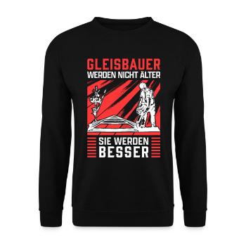 Gleisbauer wird besser Gleisbau Weichenmechaniker - Unisex Pullover - Schwarz - Vorne - Alina (178cm) & Michal (187cm)