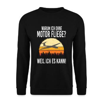 Warum ich ohne Motor fliege, weil ich es kann - Unisex Pullover - Schwarz - Vorne - Alina (178cm) & Michal (187cm)
