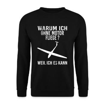 Warum ich ohne Motor fliege - Unisex Pullover - Schwarz - Vorne - Alina (178cm) & Michal (187cm)
