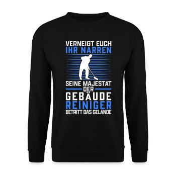 Gebäudereiniger verneigt euch Fensterputzer - Unisex Pullover - Schwarz - Vorne - Alina (178cm) & Michal (187cm)