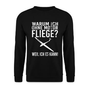 Warum ich ohne Motor fliege weil ich es kann - Unisex Pullover - Schwarz - Vorne - Alina (178cm) & Michal (187cm)
