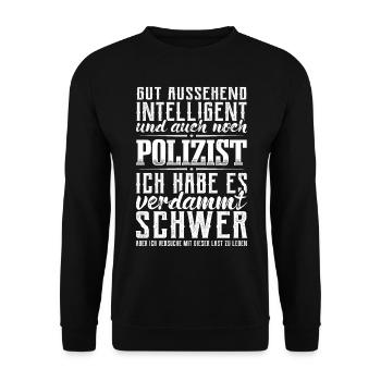 Polizei Gutaussehend Polizist Beamter - Unisex Pullover - Schwarz - Vorne - Alina (178cm) & Michal (187cm)