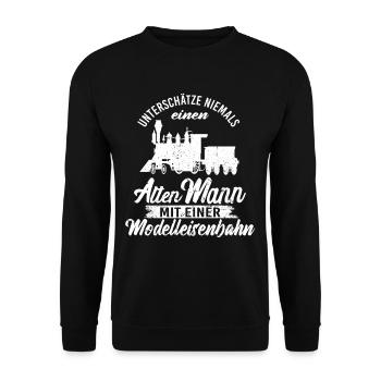 Eisenbahn Dampflok Lokomotiven Züge Opa - Unisex Pullover - Schwarz - Vorne - Alina (178cm) & Michal (187cm)