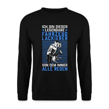 Dieser legendäre Fahrzeuglackierer Lackierer - Unisex Pullover - Schwarz - Vorne - Alina (178cm) & Michal (187cm)