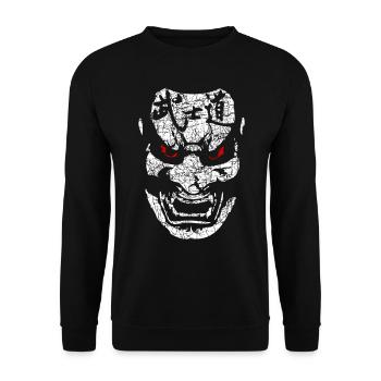 Kabuki Samurai Japanische Kampfkunst Maske - Unisex Pullover - Schwarz - Vorne - Alina (178cm) & Michal (187cm)