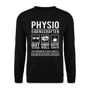 Physio Eigenschaften Physiotherapeut - Unisex Pullover - Schwarz - Vorne - Alina (178cm) & Michal (187cm)