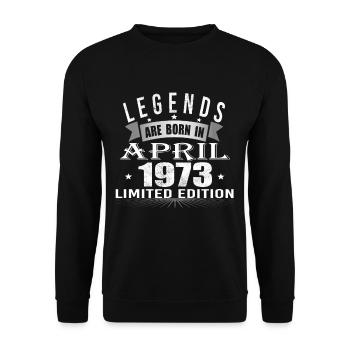 Les légendes naissent en avril 1973 - Sweat-shirt Unisexe - noir - Devant - Alina (178cm) & Michal (187cm)