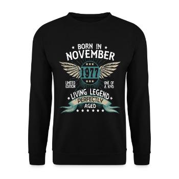Born in November 1977 - Unisex Pullover - Schwarz - Vorne - Alina (178cm) & Michal (187cm)
