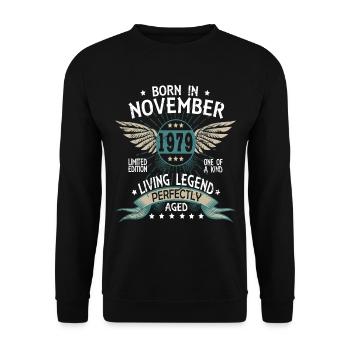 Born in November 1979 - Unisex Pullover - Schwarz - Vorne - Alina (178cm) & Michal (187cm)