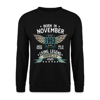 Born in November 1963 - Unisex Pullover - Schwarz - Vorne - Alina (178cm) & Michal (187cm)