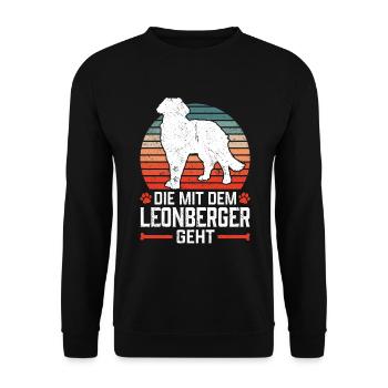 Die mit dem Leonberger geht Leonberg Hund - Unisex Pullover - Schwarz - Vorne - Alina (178cm) & Michal (187cm)